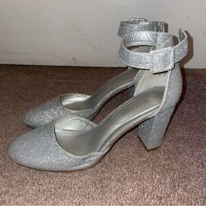 Dream Pairs Silver Sparkle Ankle Strap Heels